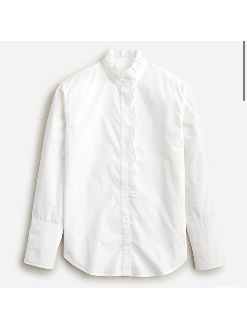 J. Crew White Ruffle Trim Garçon Shirt